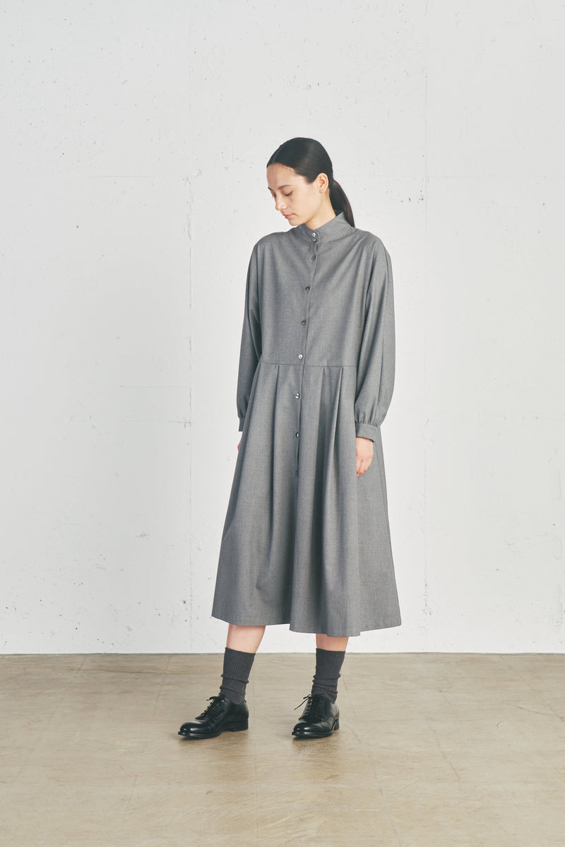 stand collar tuck shirt one piece