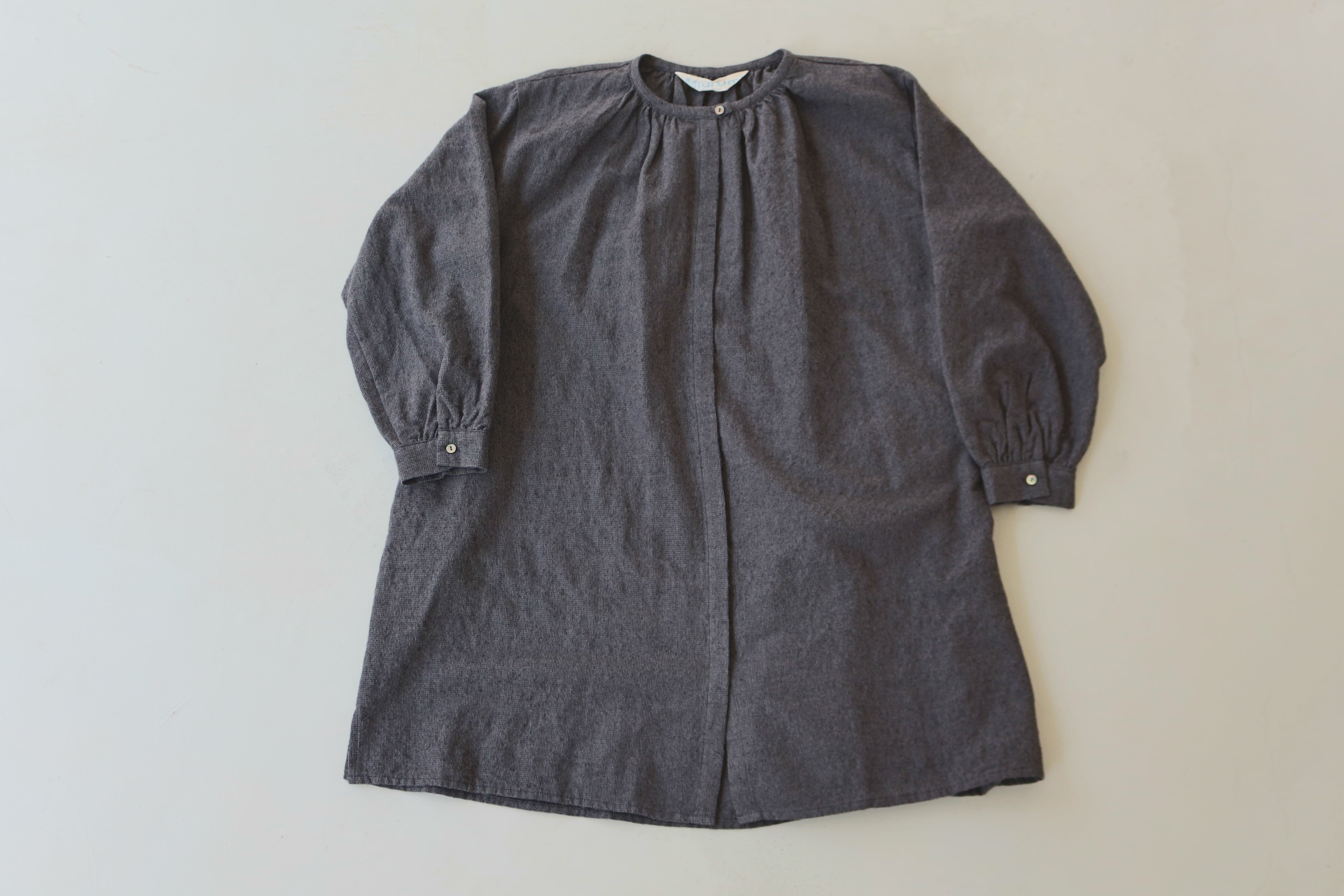 band collar neck gather shirt