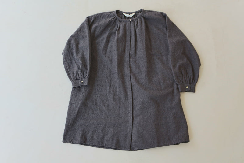 band collar neck gather shirt